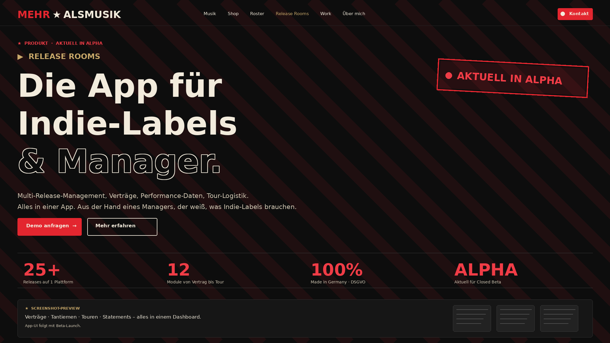 Release Rooms — App für Indie-Labels & Manager